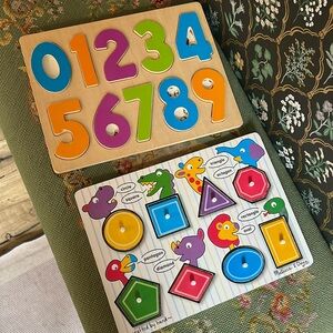 Number and shape wooden puzzles